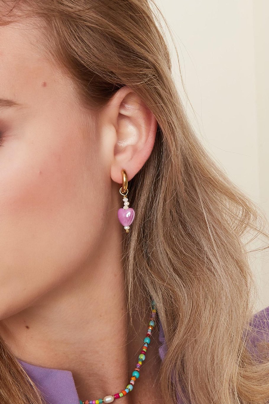Pendientes corazón de colores - colección #summergirls Morado Ceramics Imagen3